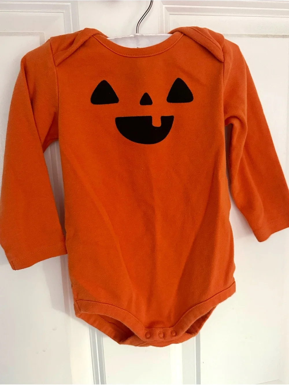 Gymboree Orange Pumpkin Face Long-Sleeve Bodysuit